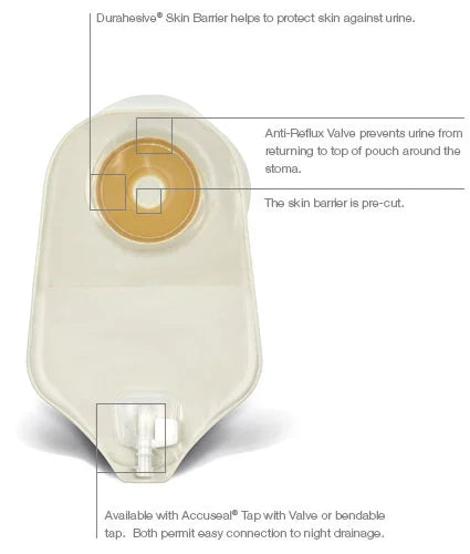 Active Life Urostomy Pouch Transparent W/ Accuseal Tap & Durahesive Barrier Pre Cut 32mm