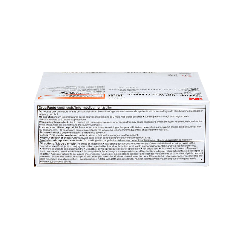 3M SoluPrep Wipe, Small, Clear 0.5% CHG / 70% IPA 10102