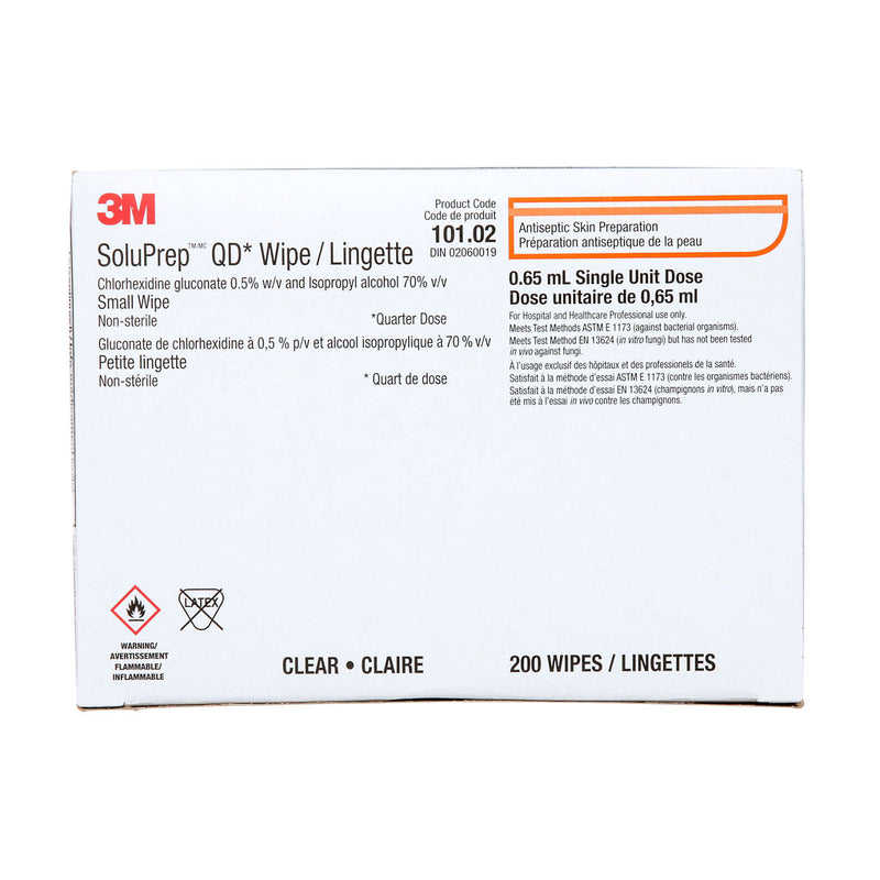 3M SoluPrep Wipe, Small, Clear 0.5% CHG / 70% IPA 10102