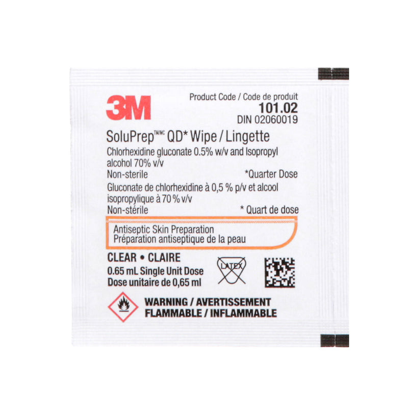 3M SoluPrep Wipe, Small, Clear 0.5% CHG / 70% IPA 10102