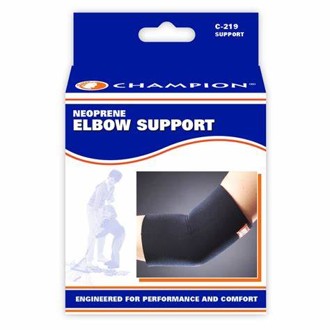 Ea/1 Champion Medium Neoprene Elbow Support W/ Encircling Strap Black Xl (13 1/2 - 15") 4-Way Stretch W/ Elbow Opening Latex-Free