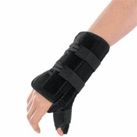 Ea/1 Otc Maximum Wrist Brace W/ Adjustable Thumb Strap Sm(5 1/2 - 6 1/2") Left Hand Black Removable Splint Pull-Lace Closure