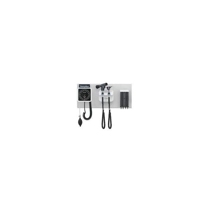 Welch Allyn Green Series 777 Integrated Diagnostic Wall System, With Panoptic Basic Led Ophthalmoscope, Macroview Basic LED Otoscope, Bp Aneroid, Ear Specula Dispenser