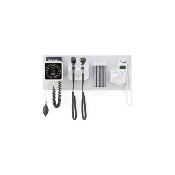 Welch Allyn® Green Series™ 777 Integrated Diagnostic Wall System, With Coaxial Led Ophthalmoscope, Macroview Basic LED Otoscope, Bp Aneroid, Ear Specula Dispenser, SureTemp Thermometer