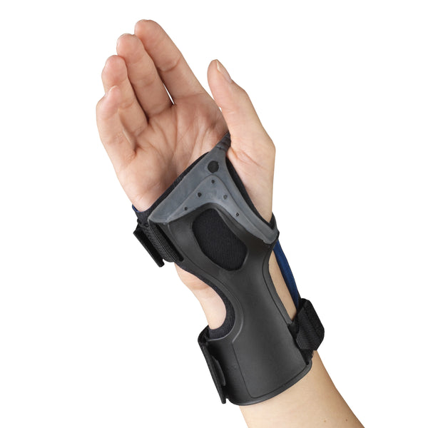 Ea/1 Otc Maximum Wrist Brace W/ Adjustable Thumb Strap Md(6 1/2 - 7 1/2") Right Hand Black Removable Splint Pull-Lace Closure