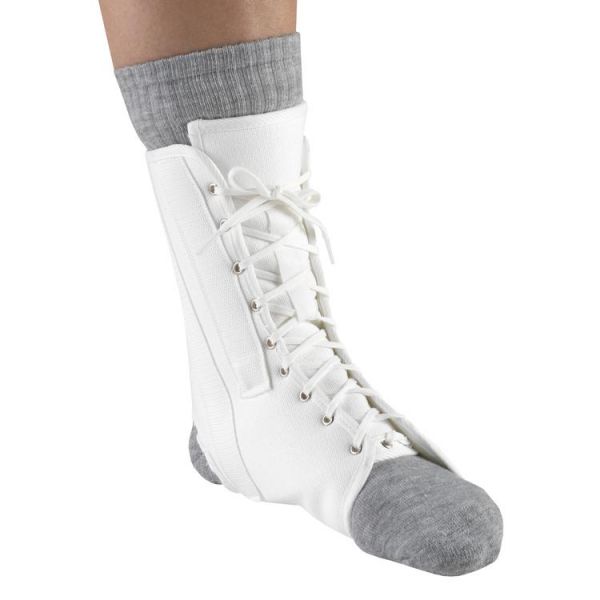 Ea/1 Otc Maximum Canvas Ankle Splint Small (6 1/2" - 7 3/4") Shapeable Metal Stays Lace-Up Flannel-Lined White Latex-Free