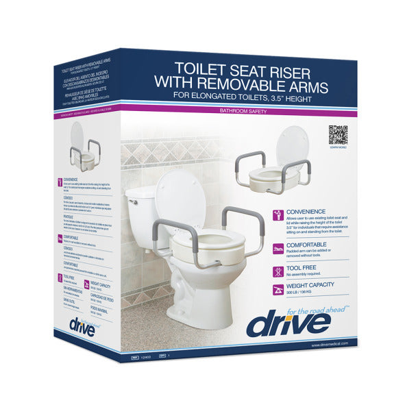 Premium Raised Toilet Seat with Removable Arms