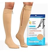 Pr/1 Truform Zipper 15-20Mmhg Knee-High Open-Toe Compression Socks Beige Unisex 4X-Large (23 1/2 - 26") Men'S Shoe (12 1/2 & Over) Women (14 & Over)