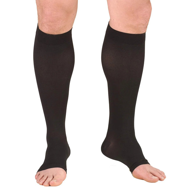 Pr/1 Truform Ladies' 15-20Mmhg Cable Pattern Knee-High M (13 1/2-16") Black Compression Sock Latex-Free