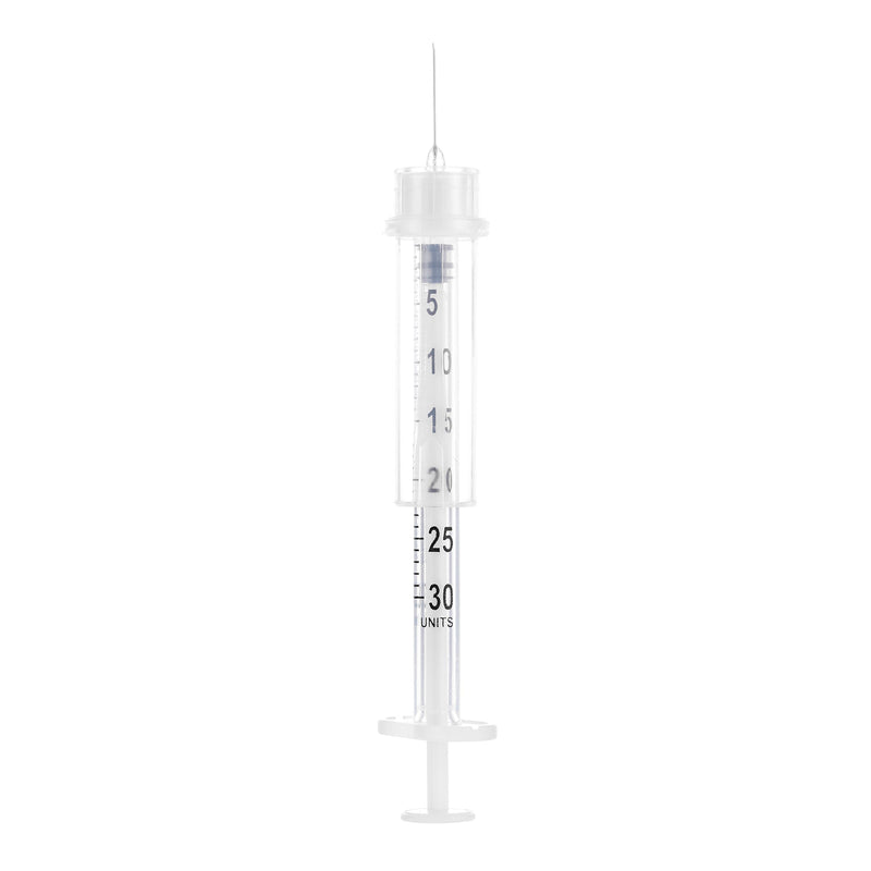 BX/100 - SOL-GUARD 0.5ml Insulin Safety Syringe w/Fixed Needle 29G*1/2'' (U-100 Insulin Only)