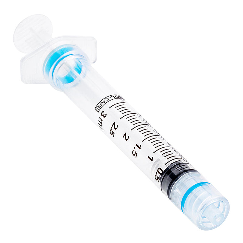 BX/100 - SOL-CARE 3ml Luer Lock Safety Syringe w/Exch Needle 23G*1