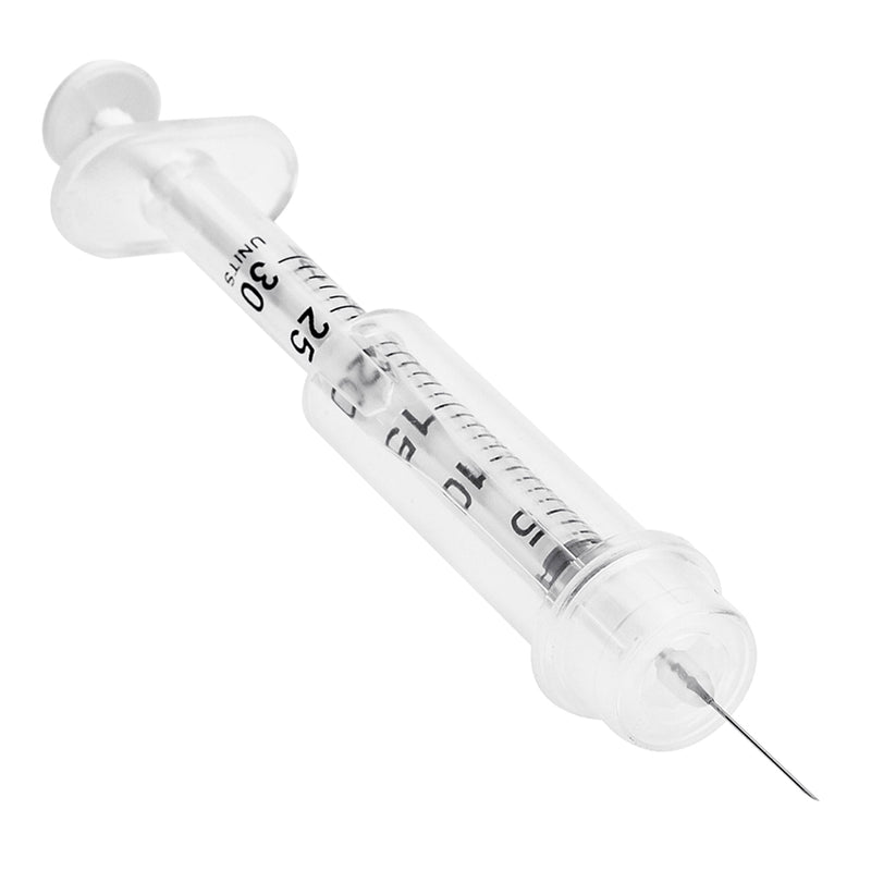 BX/100 - SOL-GUARD 0.5ml Insulin Safety Syringe w/Fixed Needle 29G*1/2'' (U-100 Insulin Only)