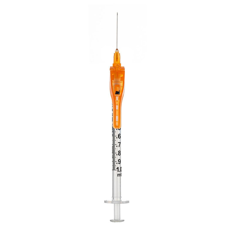 BX/50 - SOL-CARE 1ml Luer Lock Syringe w/Safety Needle 25G*5/8 (needle aside)