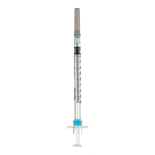 BX/100 - SOL-CARE 1ml TB Safety Syringe w/Fixed Needle 22G*1 1/2