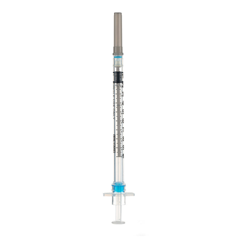 BX/100 - SOL-CARE 0.5ml TB Safety Syringe w/Fixed Needle 27G*1/2