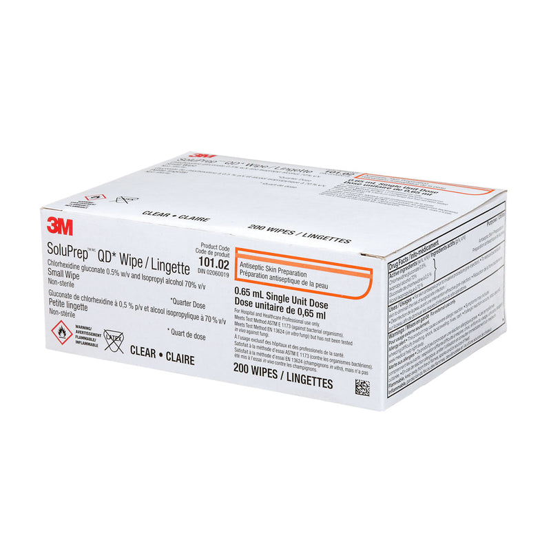 3M SoluPrep Wipe, Small, Clear 0.5% CHG / 70% IPA 10102