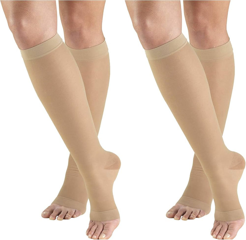 Pr/1 Truform Ladies Opaque 15-20Mmhg Knee-High Open-Toe Black Small (11 - 15") Compression Stocking Latex-Free