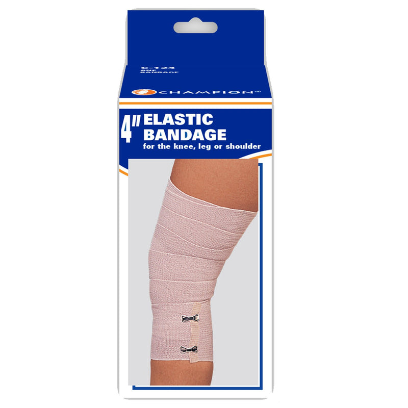 Ea/1 Champion Minimum Elastic Bandage 4" W/ 2 Fasteners Leg/Shoulder Beige Reusable Washable