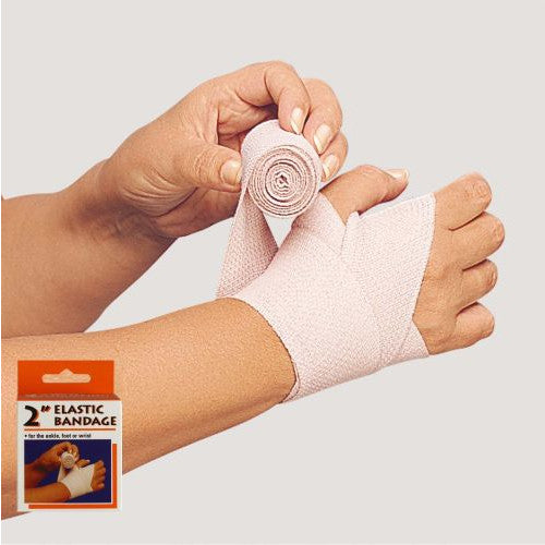 Ea/1 Champion Elastic Bandage 2" Ankle/Foot/Wrist Neutral W/ 2 Fasteners Wash & Reuse