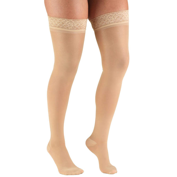 Pr/1 Truform 20Plus Strong & Sheer 20-30Mm Thigh High With Lace Beige Large