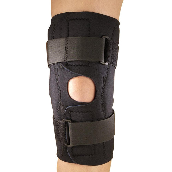 Ea/1 Otc Medium Neoprene Knee Stabilizer Wrap W/ Polycentric Hinged Bars 2L (17-18)" Black Reversible Opens Flat W/ Upper & Lower Adjustable & Removable Hook & Loop Straps 4-Way Stretch Plush-Lined Latex-Free