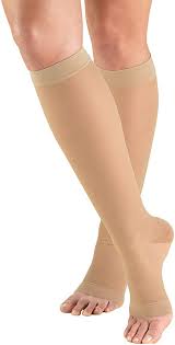 Pr/1 Truform Ladies Opaque 20-30Mmhg Knee-High Open-Toe Beige X-Large (13 - 19") Compression Stockings Latex-Free