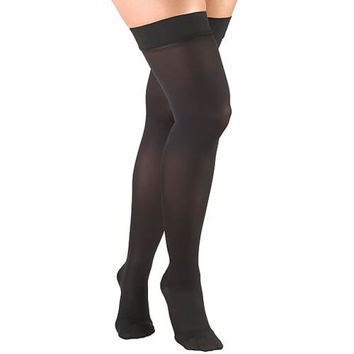 Ea/1 Truform Opaque 20-30Mmhg Ladies Thigh-High Closed-Toe L (21 1/4-30 3/4") Black Compression Stocking Latex-Free