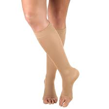 Pr/1 Truform Ladies Opaque 15-20Mmhg Knee-High Open-Toe Beige L (12 1/2 - 18") Compression Stocking