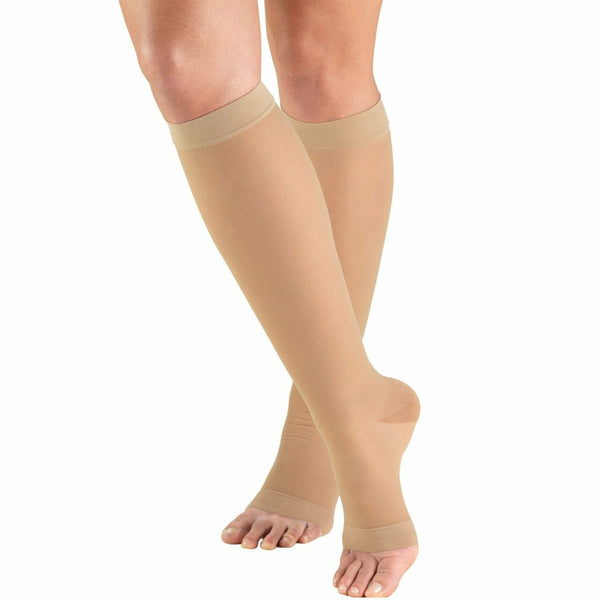 Pr/1 Truform Ladies Opaque 15-20Mmhg Knee-High Open-Toe Beige Sm (11 - 15") Compression Stocking