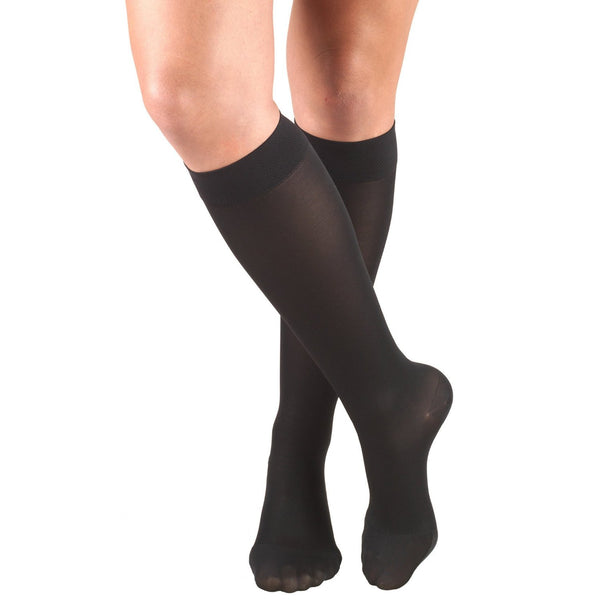 Pr/1 Truform Opaque 15-20Mmhg Ladies Knee-High Closed-Toe Compression, Large Black