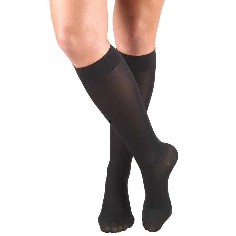 Pr/1 Truform Opaque 15-20Mmhg Ladies Knee-High Closed-Toe Compression, Small Black