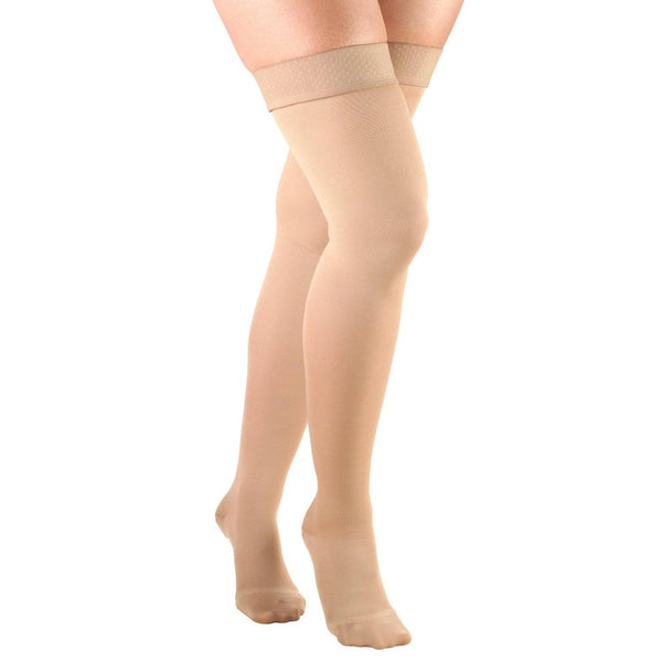 Pr/1 Truform Opaque Thigh High 15-20 Mmhg Compression Socks, Closed Toe, Beaded Top, Black,048503537425   Small