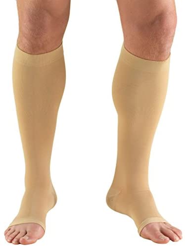 Pr/1 Truform Classic Medical 30-40Mmhg Knee-High Open-Toe Soft-Top Compression Socks 2Xl (19 1/2 - 22") Beige Up To 18" To Knee Latex-Free
