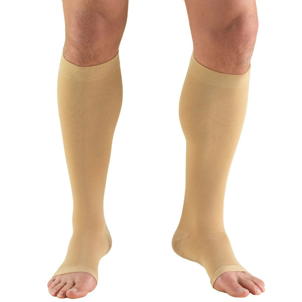 Pr/1 Truform Medical Leg Wear Below Knee Open Toe, Soft Top, Short, 30-40 Mmhg,Beige Small