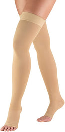 Pr/1 Truform Classic 30-40Mmhg Thigh-High Open-Toe Compression Sock Md (Up To 22") 28"L Silicone Dot-Top Beige