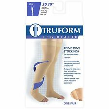 Pr/1 Truform Classic Medical Thigh High Open Toe Compression Socks, 20-30 Mmhg, Dot Top, Beige, Small (Up To 20")