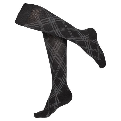 Pr/1 Truform Touch Ladies Knee High 15-20Mm Black Argyle, Large