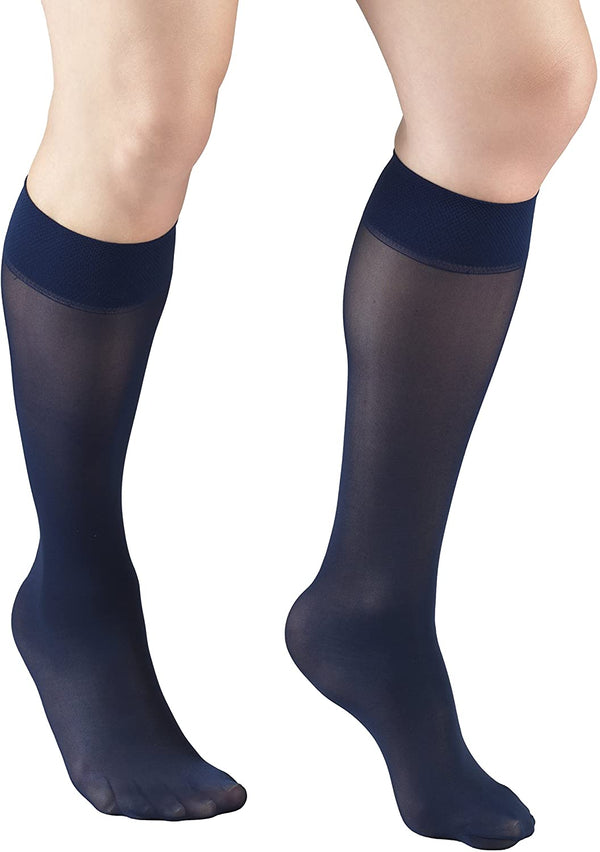 Pr/1 Truform Ladies Lites 8-15Mmhg Sheer Knee-High Closed-Toe Navy Lg (8 - 10 1/2 Shoe) Compression Stocking Latex-Free