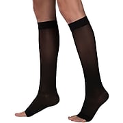 Pr/1 Truform Ladie'S Sheer Support Knee High Open Toe 15-20Mmhg Black Large