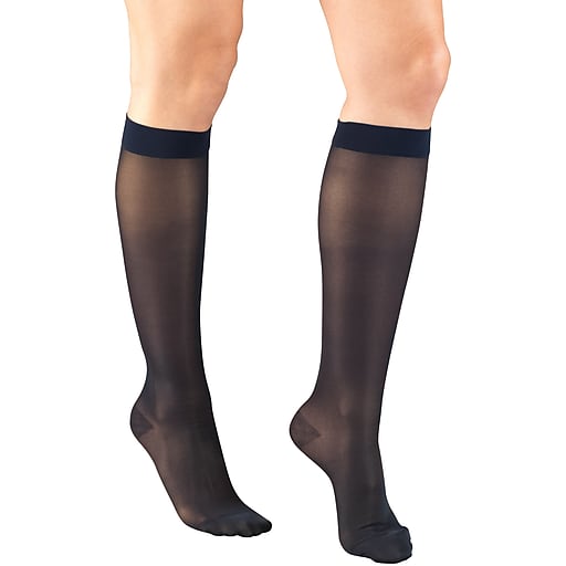 Pr/1 Truform Ladie'S Lites Support Knee High Close Toe 15-20Mmhg Navy X-Large