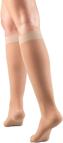 Pr/1 Ladies' Sheer Diamond Pattern 15-20Mmhg Knee-High Closed-Toe Medium (11 3/4 - 16 1/2") Nude Compression Stocking Latex-Free