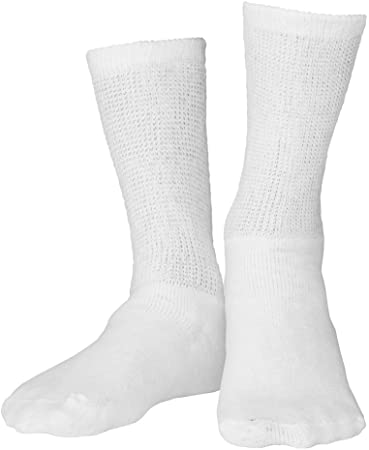 Pr/3 Truform Comfort Care Non-Compression Diabetic Socks Crew Length White, Small (Men: 4-6 Women: 5-7)