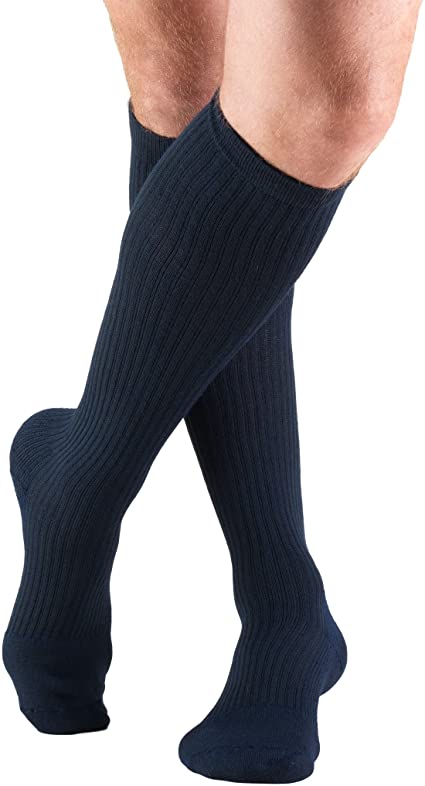 Pr/1 Truform Men'S 15-20Mmhg Casual Knee-High L (15 1/2-18") Navy Latex-Free