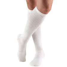 Pr/1 Men'S Casual Knee Compression Socks 20-30 Mmhg White Medium