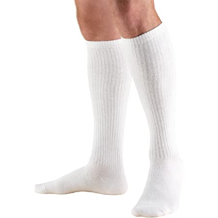 Pr/1 Men'S Casual Knee Compression Socks 20-30 Mmhg White X-Large