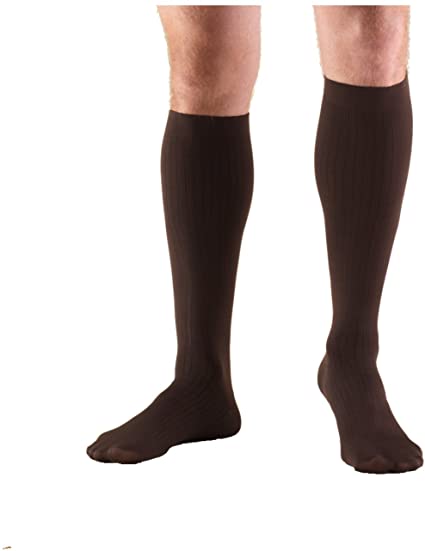 Pr/1 Truform Men'S 8-15Mmhg Dress-Style Knee-High Large (10 1/2 - 12 Shoe) Brown Compression Sock Latex-Free