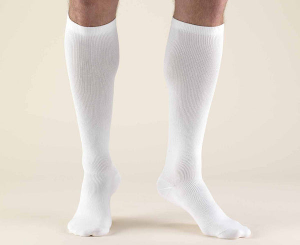 Pr/1 Truform Men'S Dress Style 15-20Mmhg Knee-High Closed Toe Compression Socks Large (15 1/2 - 18") White Latex-Free