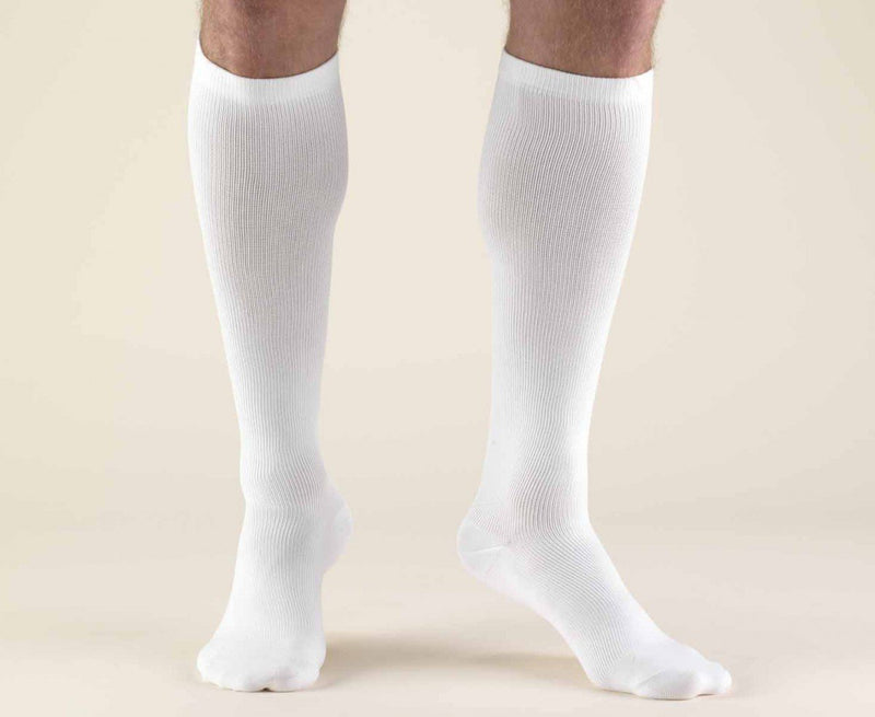 Pr/1 Truform Men'S Dress Style 15-20Mmhg Knee-High Closed Toe Compression Socks Large (15 1/2 - 18") White Latex-Free