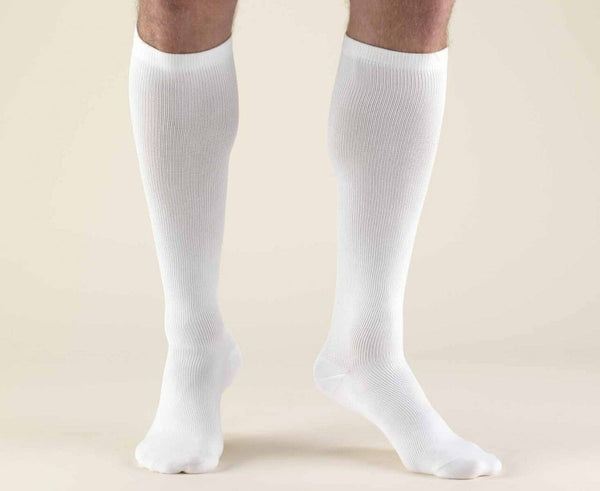 Pr/1 Truform Men'S Dress Style 15-20Mmhg Knee-High Closed Toe Compression Socks Medium (13 1/2 - 16") White Latex-Free