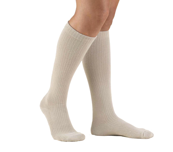 Pr/1 Ladies Casual Compression Socks,Knee High 15-20 Mmhg,White,Small
